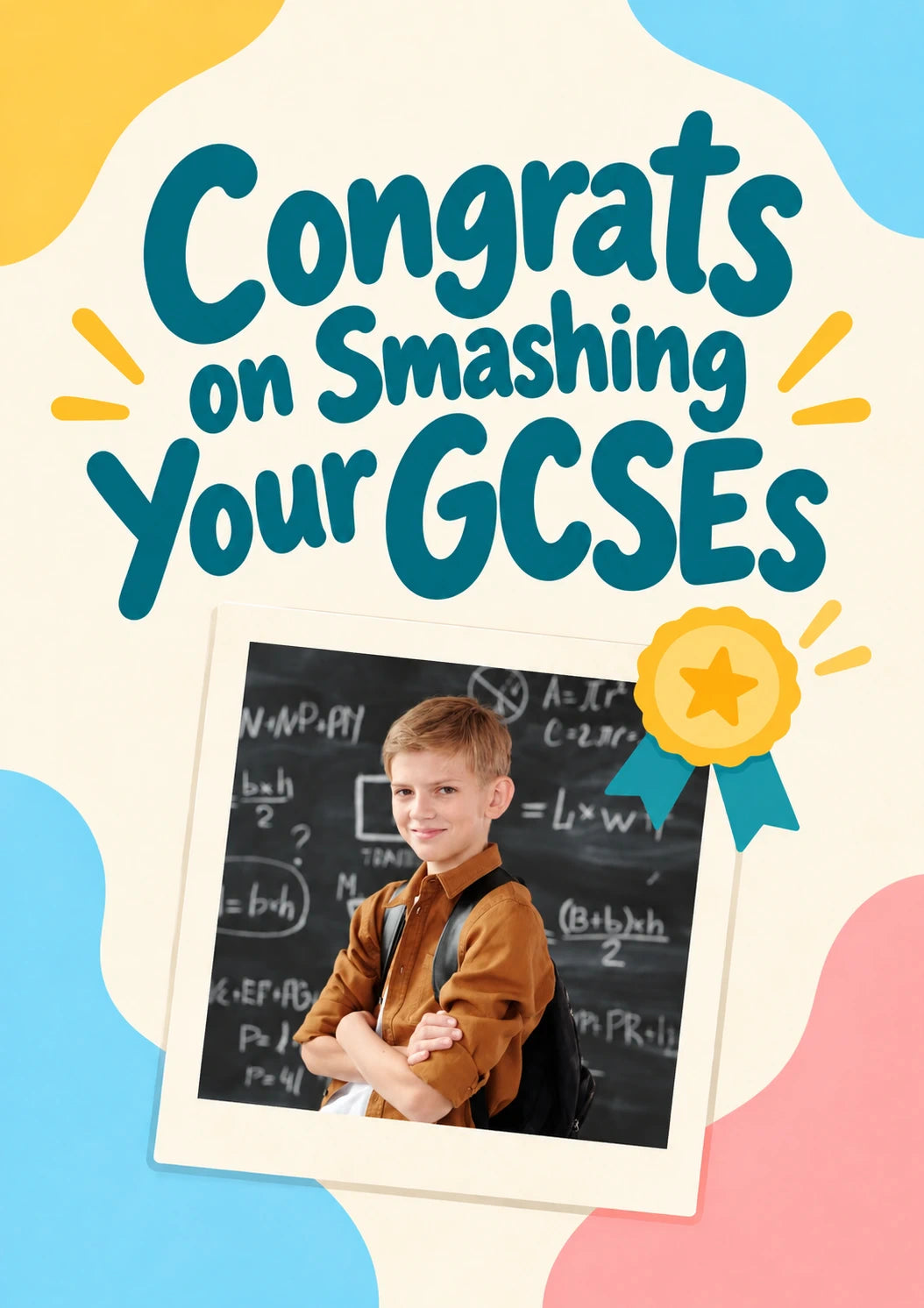 Smashing GCSEs Photo Upload Congratulations Card for Grandson