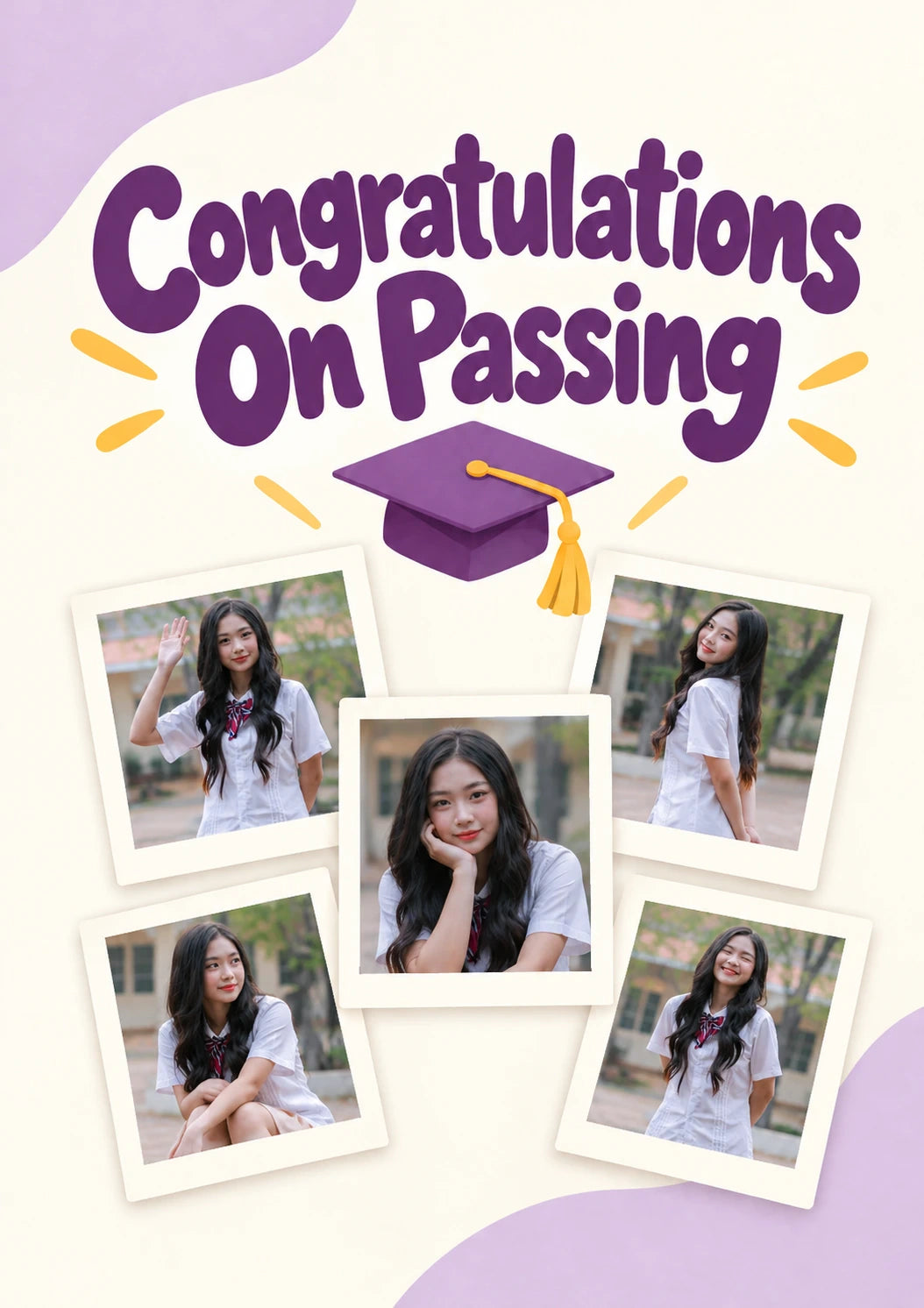 Five Photo Polaroid Passing Photo Upload Congratulations Card for Niece