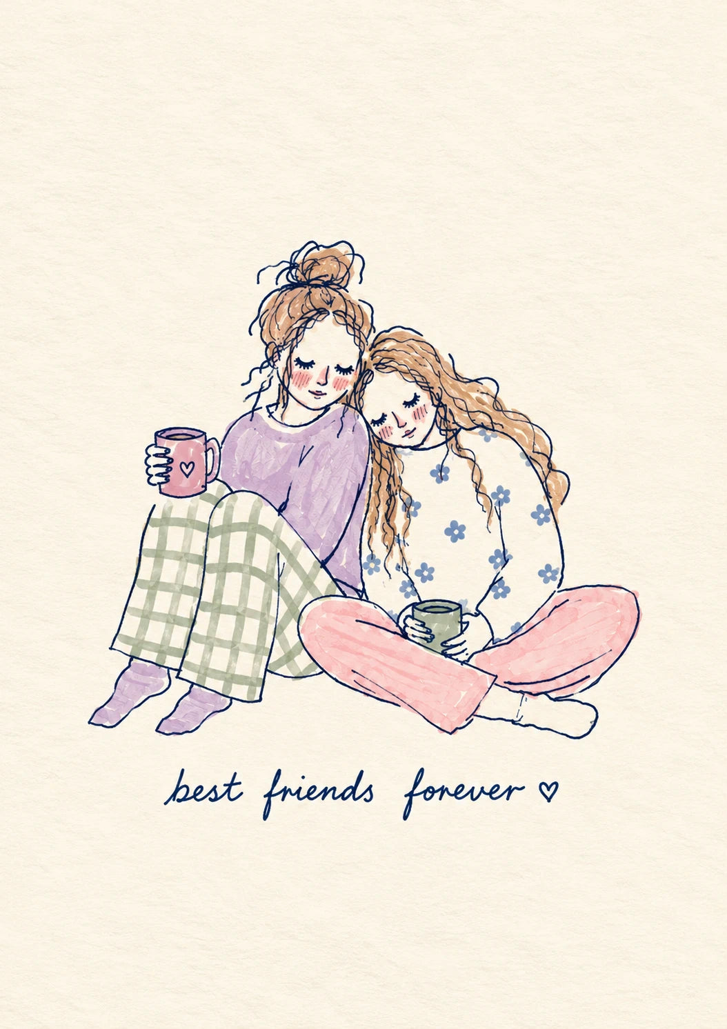 Cosy Pyjamas Best Friends Forever Friendship Card for Her