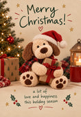 Load image into Gallery viewer, Cute Puppy Teddy Bear with Santa Hat Christmas Card
