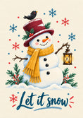 Load image into Gallery viewer, Snowman Lantern Let It Snow Christmas Card
