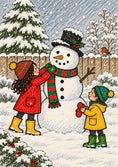 Load image into Gallery viewer, Children Building Snowman Christmas Card
