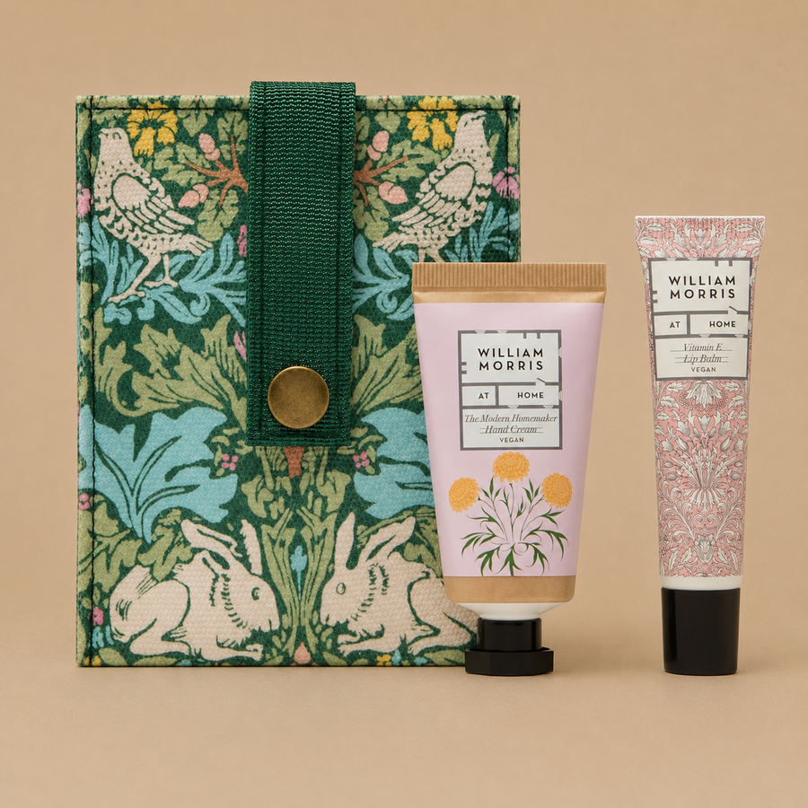 William Moris Gift Set in Display Tray With Canvas Pocket Pouch (30ml Hand Cream & 10ml Lip Balm)