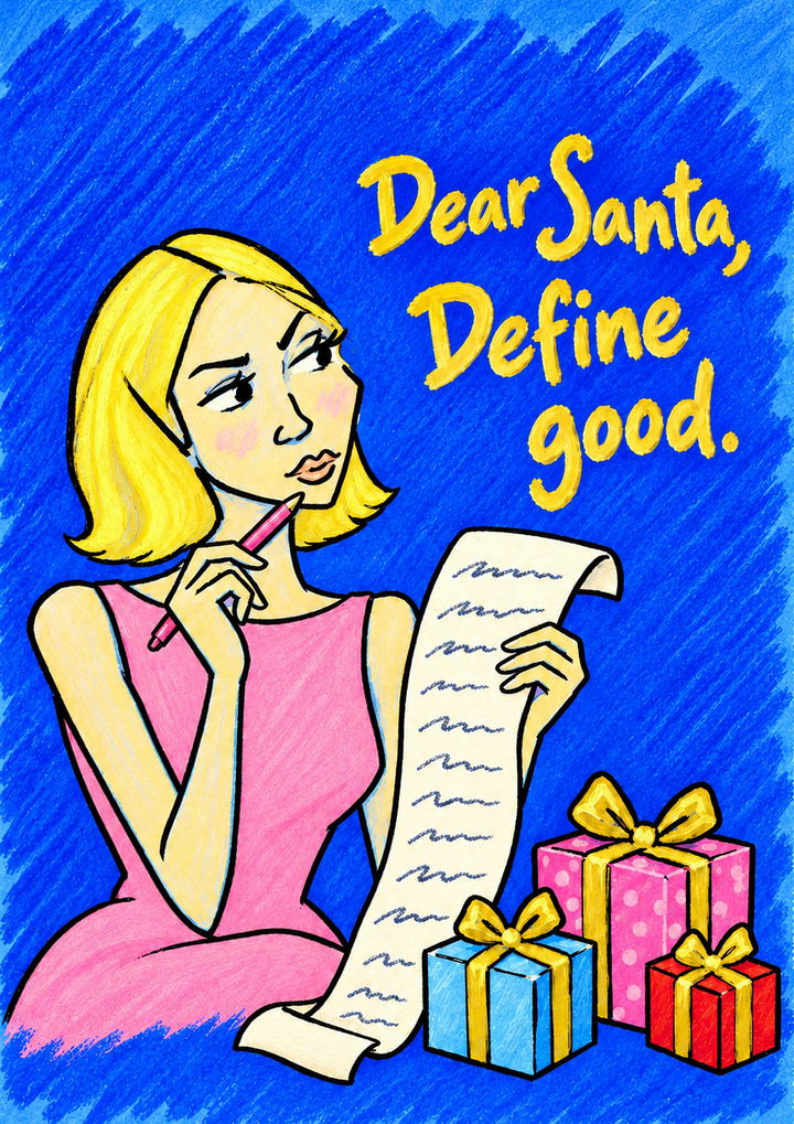 Funny Dear Santa Define Good Christmas Card for Her