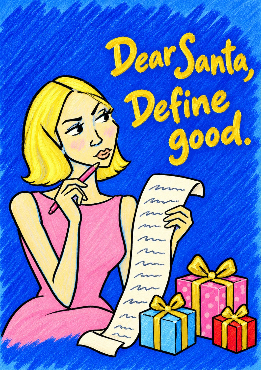 Funny Dear Santa Define Good Christmas Card for Her