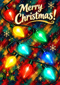 Load image into Gallery viewer, Colourful Retro String Lights Merry Christmas Card
