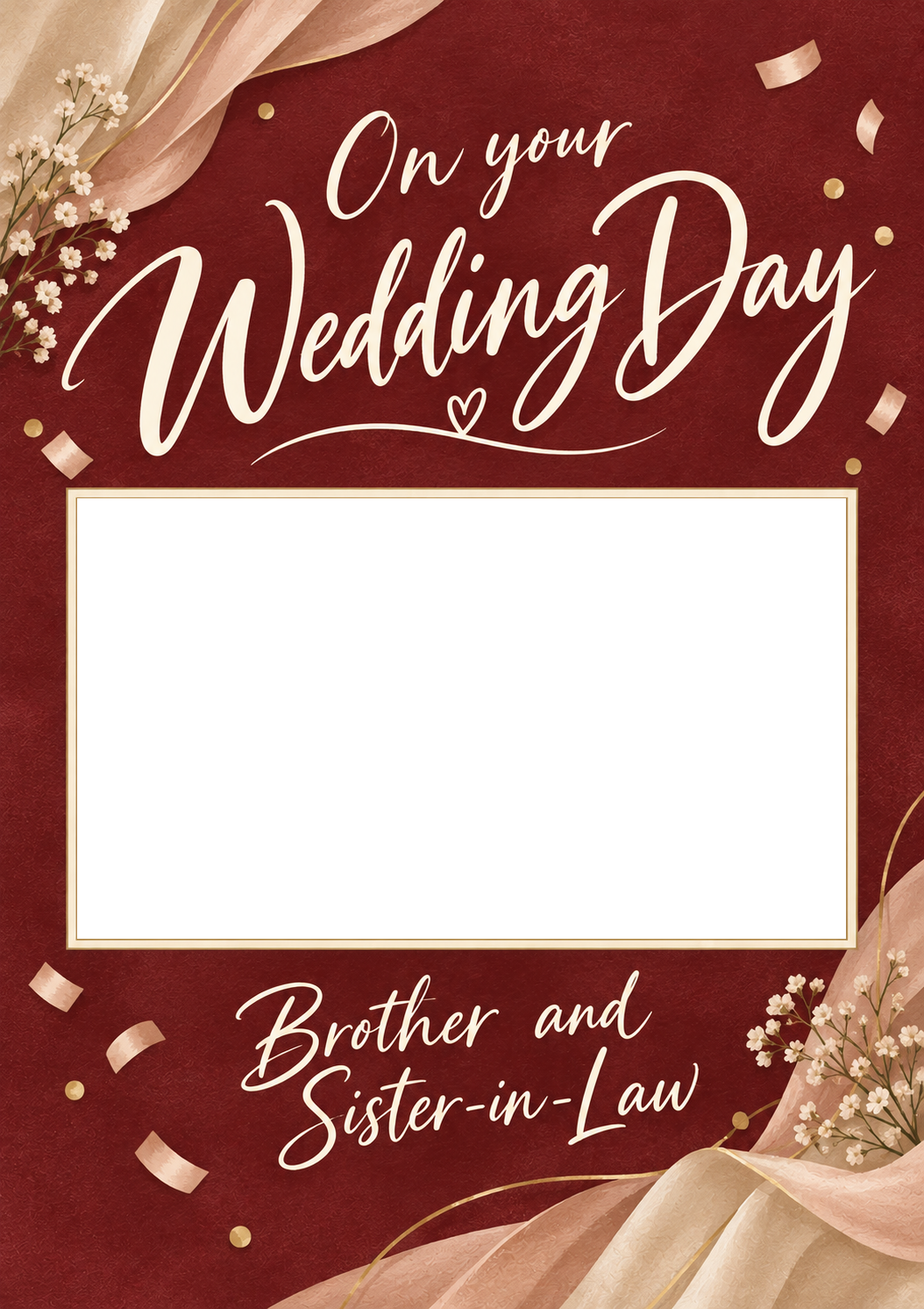 Red Floral Brother Photo Upload Wedding Card