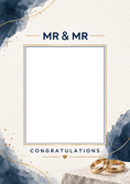 Load image into Gallery viewer, Navy Blue Watercolour Mr & Mr Photo Upload Wedding Card for Brother and Partner

