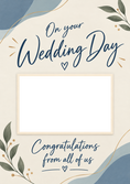 Load image into Gallery viewer, Blue Floral From All of Us Photo Upload Wedding Card for Colleague
