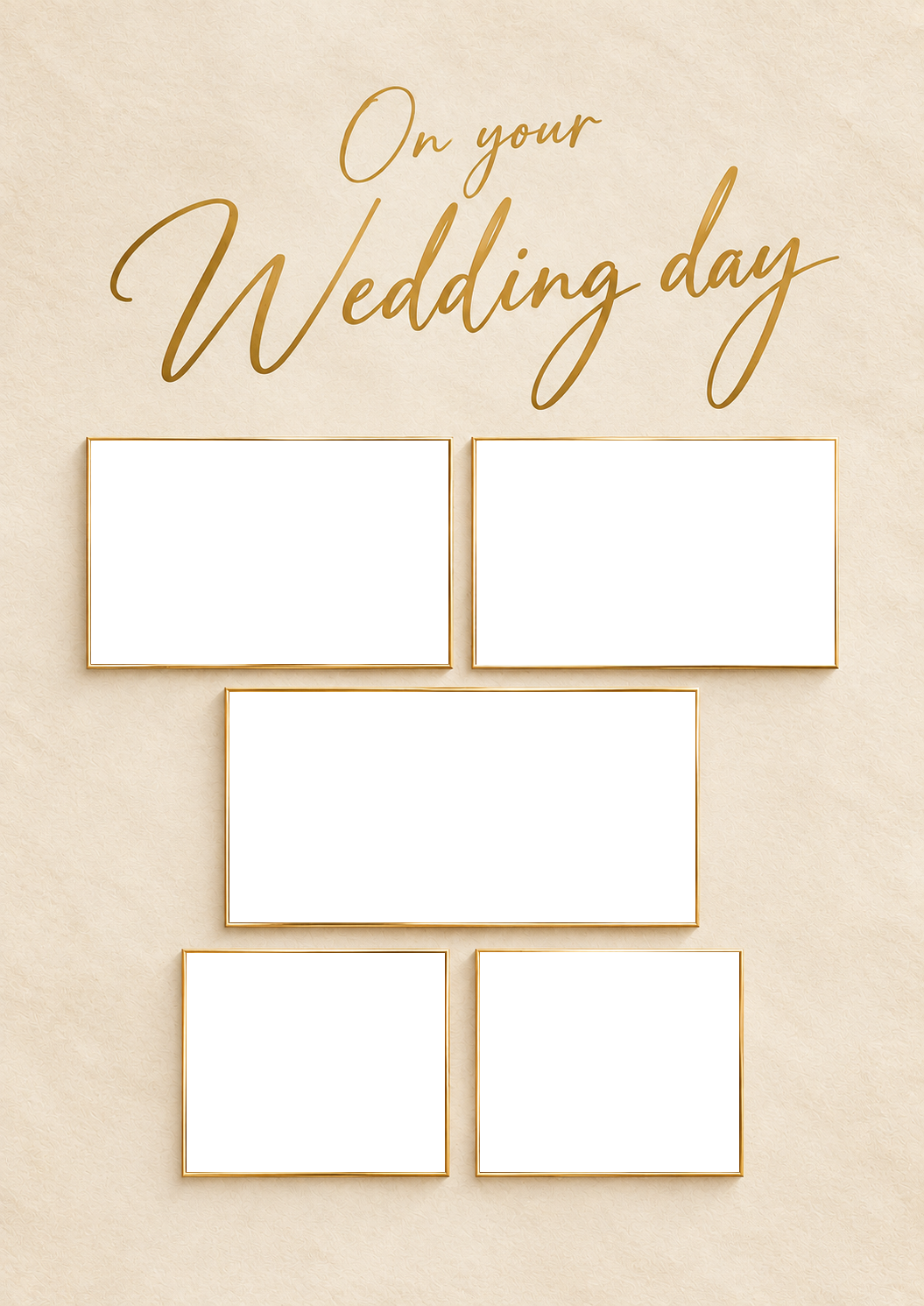 Five Photo Gold Frame Wedding Day Photo Upload Wedding Card for Dad and Partner