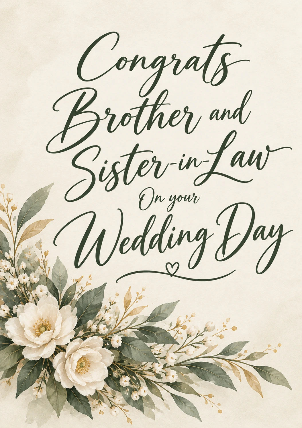 Elegant White Floral Wedding Card for Brother and Sister-in-Law