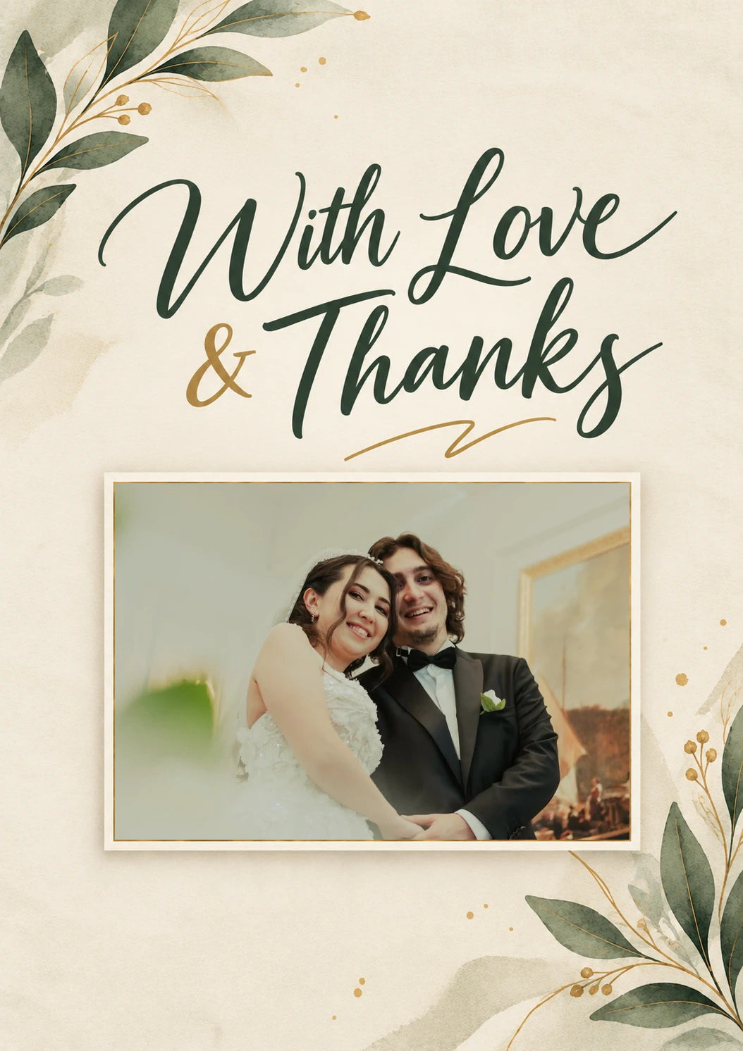 With Love and Thanks Botanical Photo Upload Wedding Card for Brother