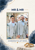 Load image into Gallery viewer, Navy Blue Watercolour Mr & Mr Photo Upload Wedding Card for Brother and Partner
