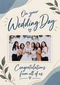 Load image into Gallery viewer, Blue Floral From All of Us Photo Upload Wedding Card for Colleague
