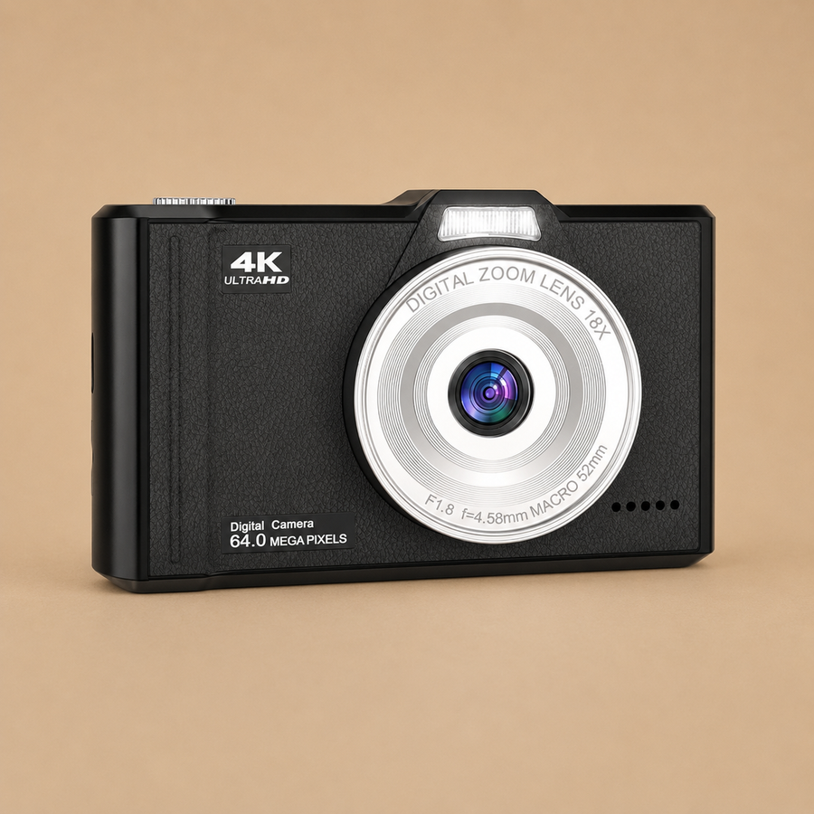 QIVORO Digital Camera 4K 64MP Portable Camera - Black