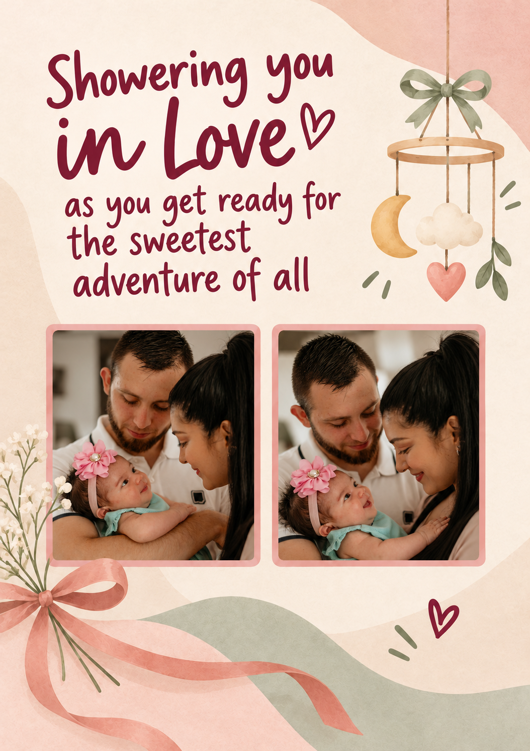 Showering You in Love Photo Upload New Baby Card for Daughter