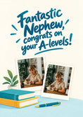 Load image into Gallery viewer, Fantastic Nephew A-Levels Photo Upload Congratulations Card for Him
