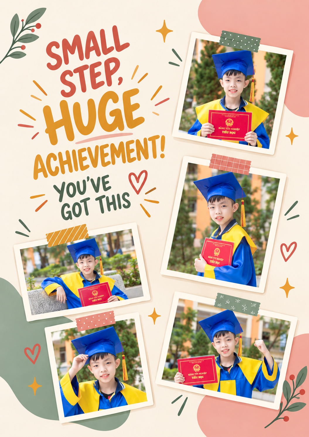 Small Step Huge Achievement 6 Photo Upload Congratulations Card for Niece