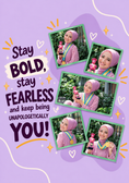 Load image into Gallery viewer, Stay Bold Fearless 5 Photo Upload Congratulations Card for Niece
