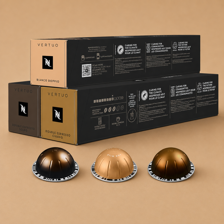 Nespresso Vertuo Coffee Pods 30s (Bianco Doppio + Scuro + Chiaro)