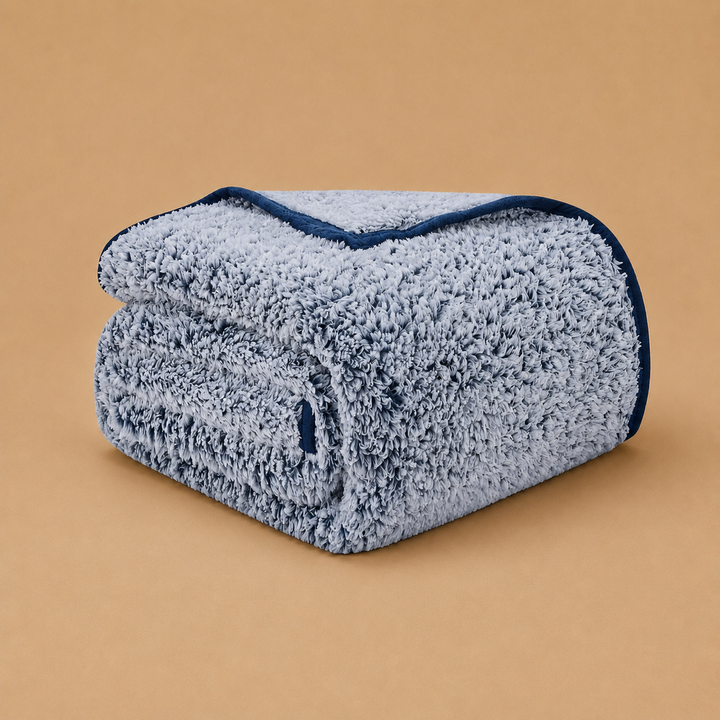 Fuzzy Fleece Throw Blanket 152 x 203 cm - Navy