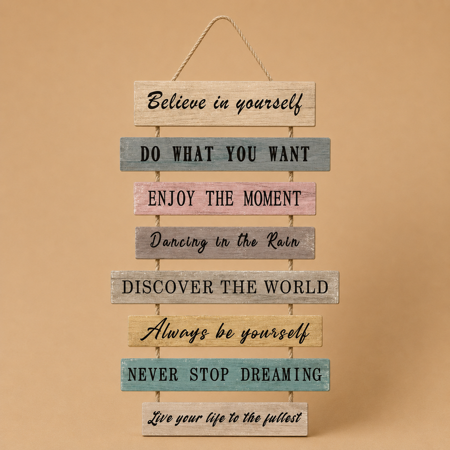 8 Layers Inspirational Phrase Wooden Hanging Sign