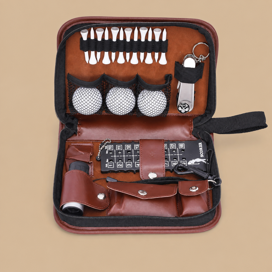 Leather Golf Set Organiser for Golf Accessories