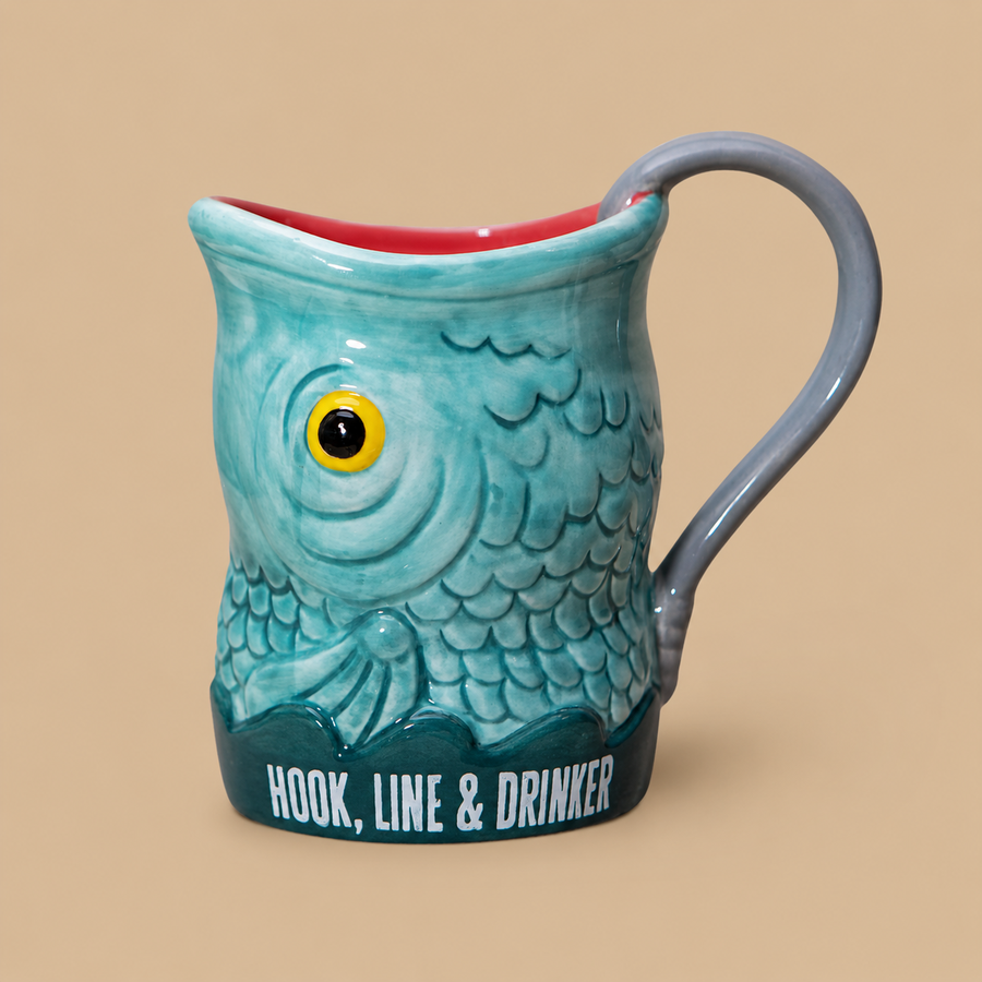 "HOOK, LINE & DRINKER" Carp-Inspired Novelty Mug