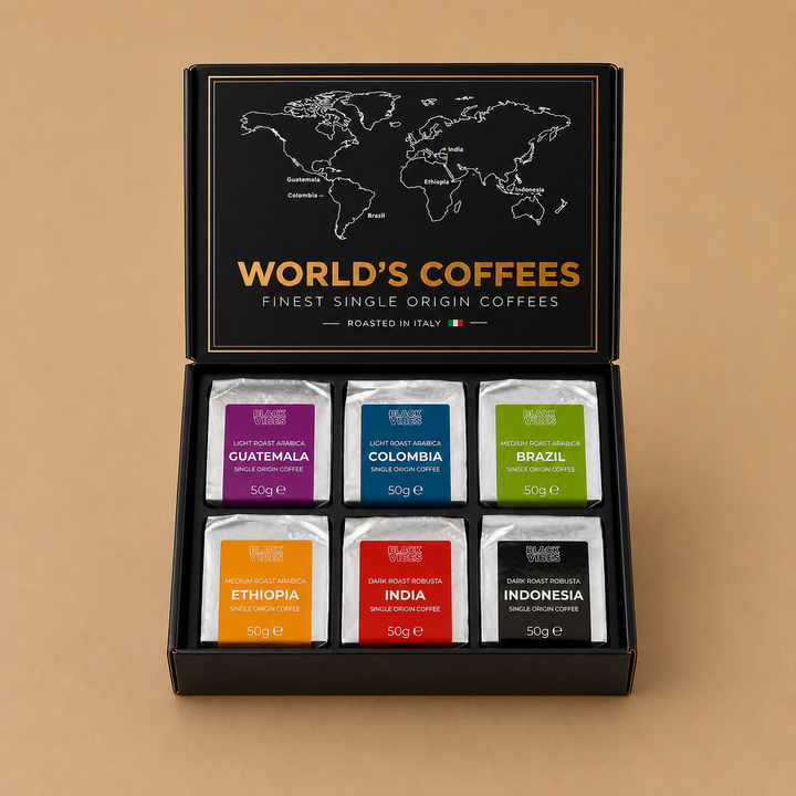 Black Vibe WORLD'S COFFEES Ground Coffee Gift Set 6 X 50G