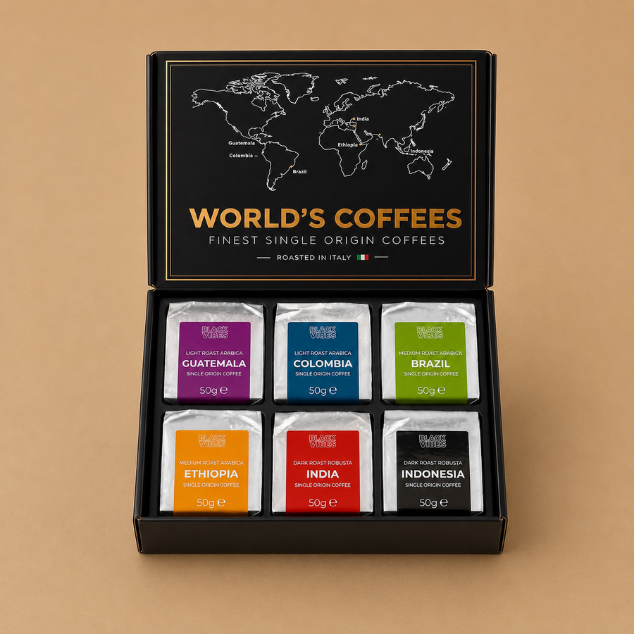 Black Vibe WORLD'S COFFEES Ground Coffee Gift Set 6 X 50G