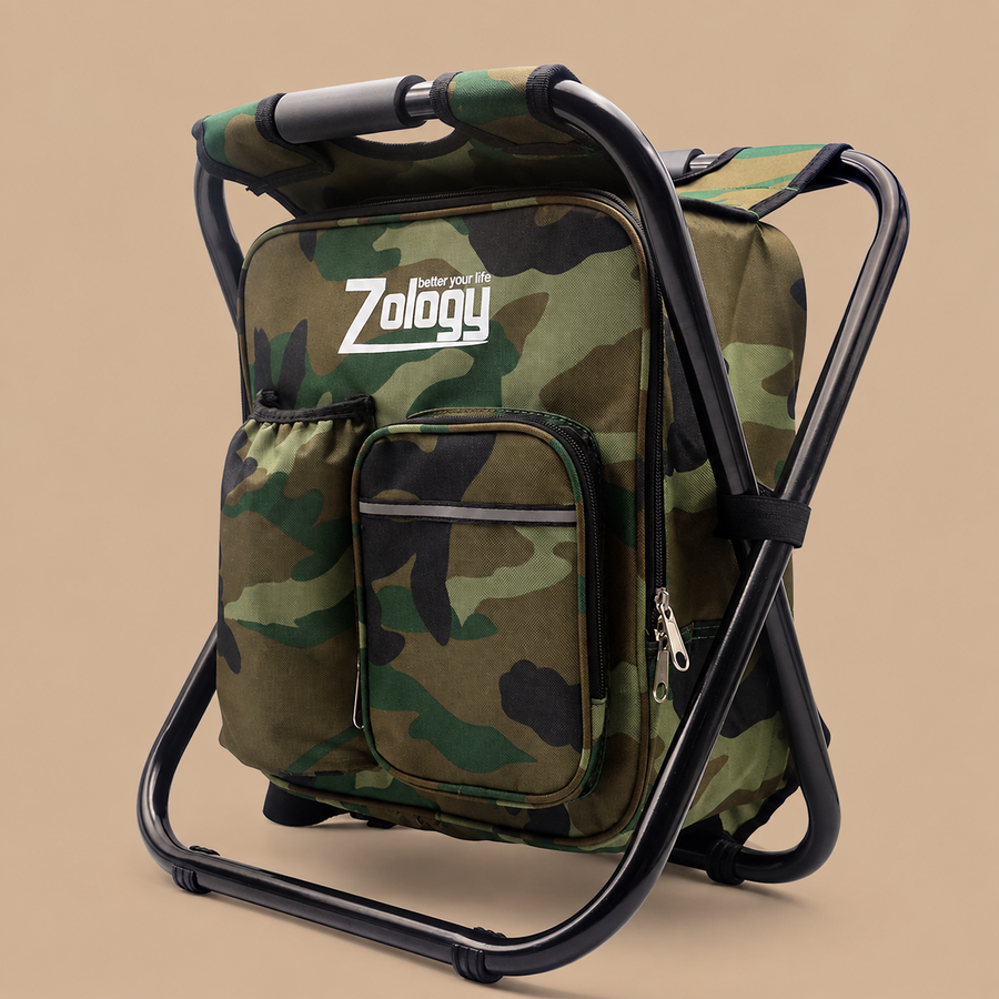 Folding Camping Chair Stool Backpack with Cooler Insulated Picnic Bag