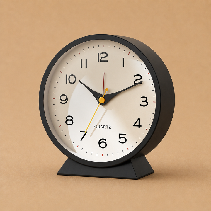 Round Analogue Alarm Clock - Black