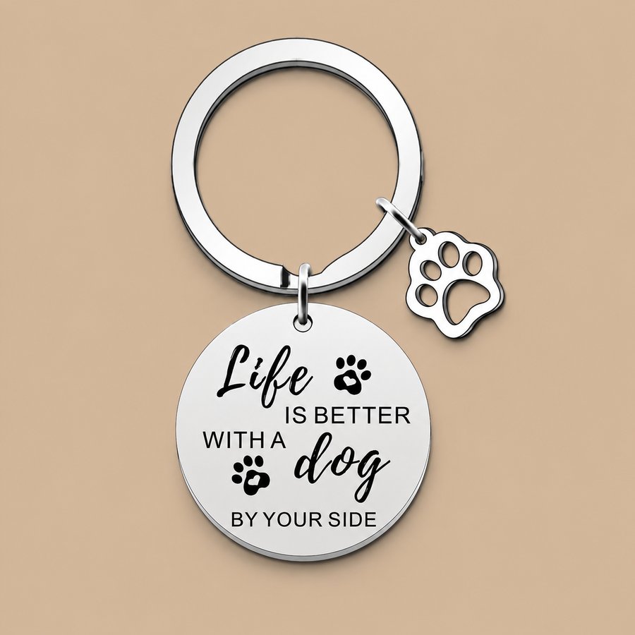 Life is Better Silver Plated Keyring