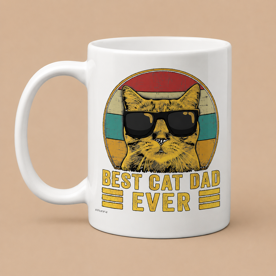 "BEST CAT DAD EVER" Funny Ceramic Mug