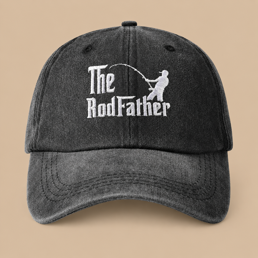 "The RodFather" Dark Gray Cotton Baseball Cap For Men