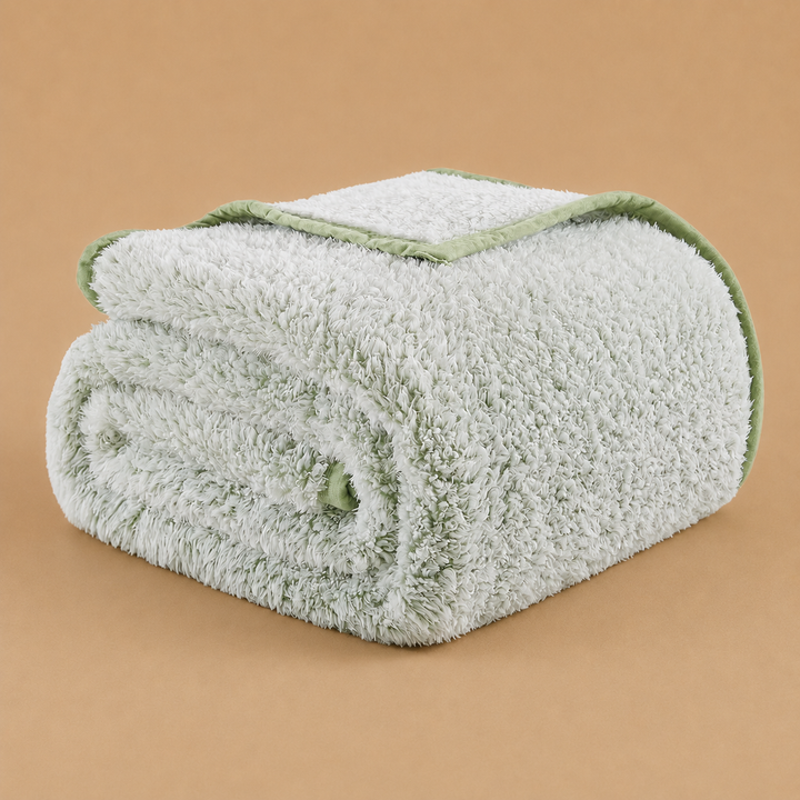 Fuzzy Fleece Throw Blanket 152 x 203 cm - Sage Green