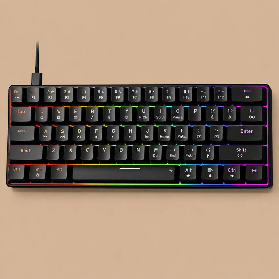 NEWMEN GM611 Gaming Keyboard 61 Keys - Black