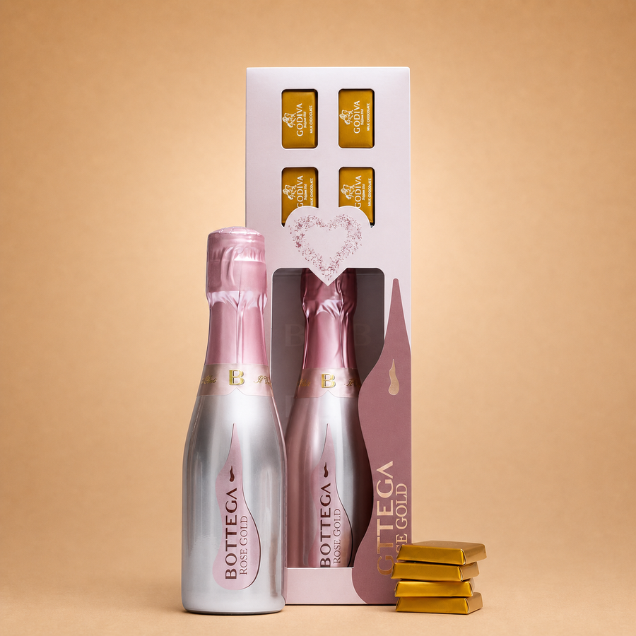 Bottega Rose Gold Prosecco & Godiva Chocolates Gift Set 200ml