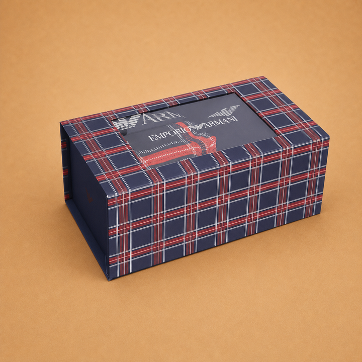 Emporio Armani Men’s Tartan Trunks & Socks Gift Set Size M