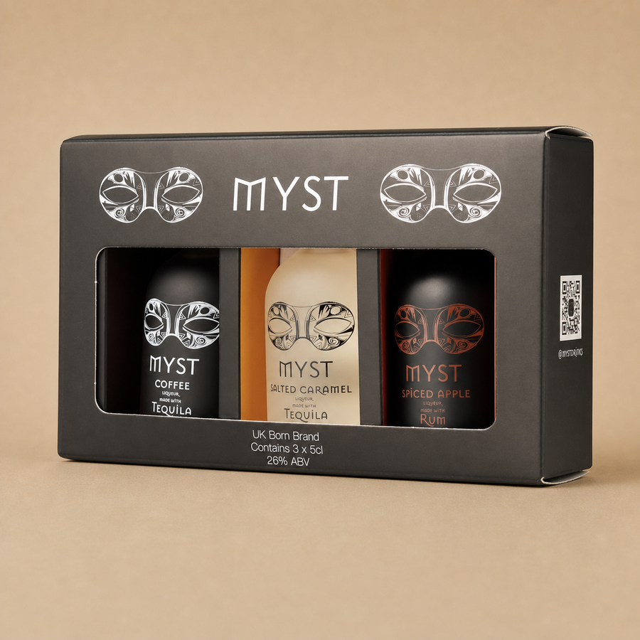 MYST Spiced Apple Rum Salted Caramel & Coffee Tequila Liqueur Gift Set 3 x 50ml