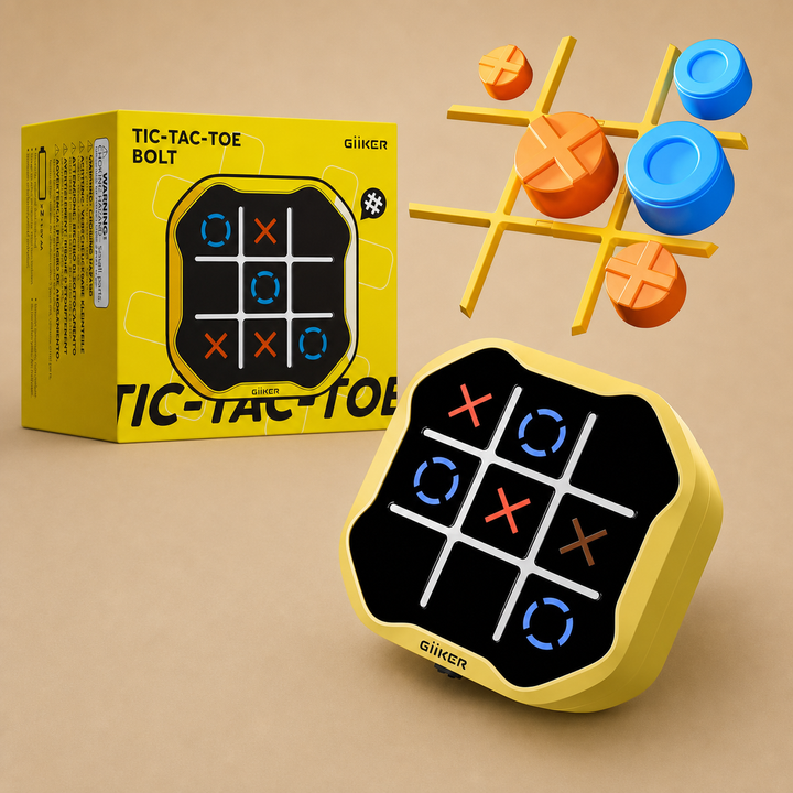 GiiKER Tic Tac Toe Bolt Game, Original 3-in-1 Handheld Puzzle Game Console - Yellow