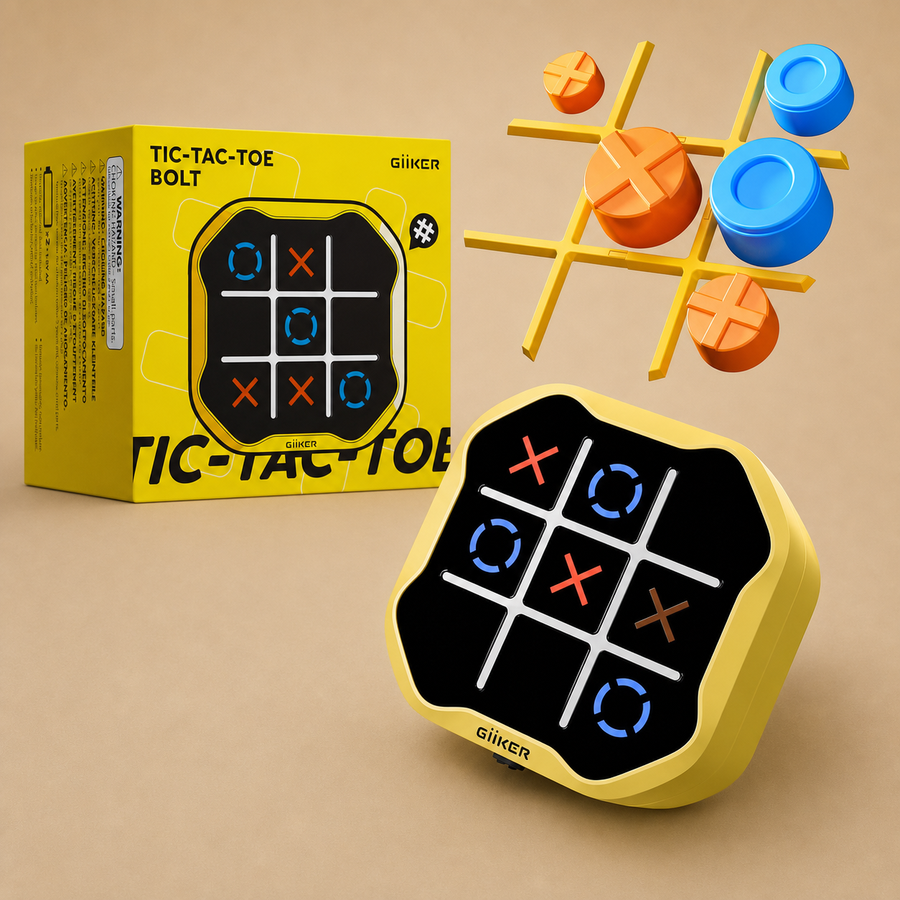 GiiKER Tic Tac Toe Bolt Game, Original 3-in-1 Handheld Puzzle Game Console - Yellow
