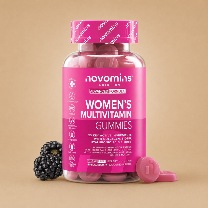 novomins Multivitamin Gummies for Women Collagen + 2 Million CFU - 60 Blackberry Gummies