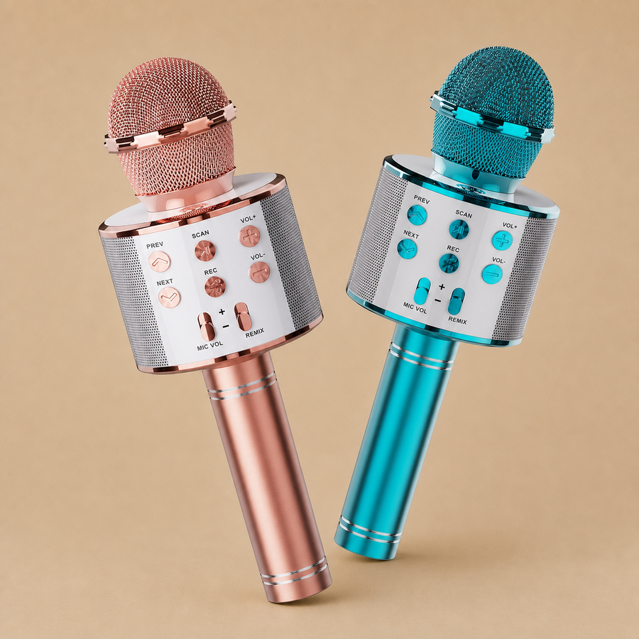 Voijump Wireless Bluetooth Karaoke Microphone 2-pack - Blue & Rose