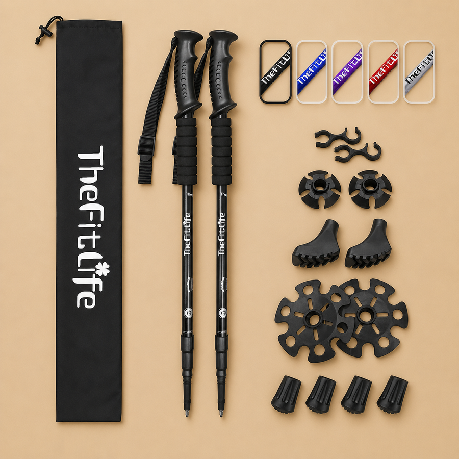 TheFitLife Telescopic Anti-Shock Trekking Poles - Black