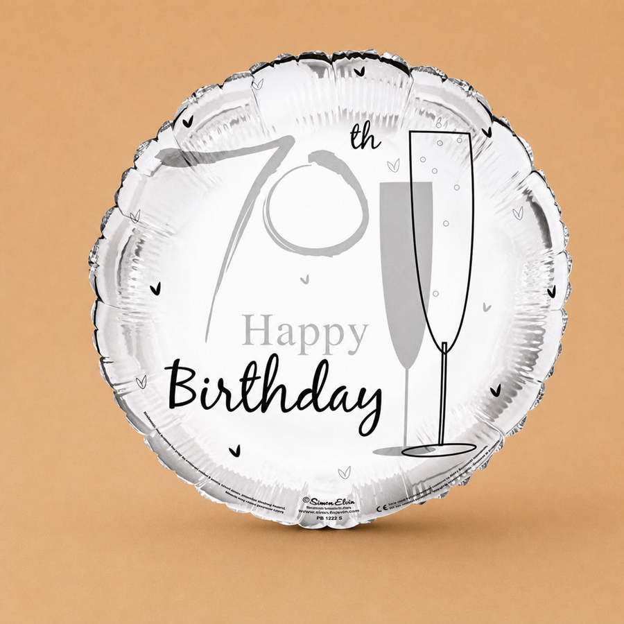 Silver Happy 70th Birthday Foil Balloon 45cm
