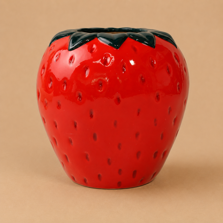Strawberry Novelty Vase 9.8" - Red