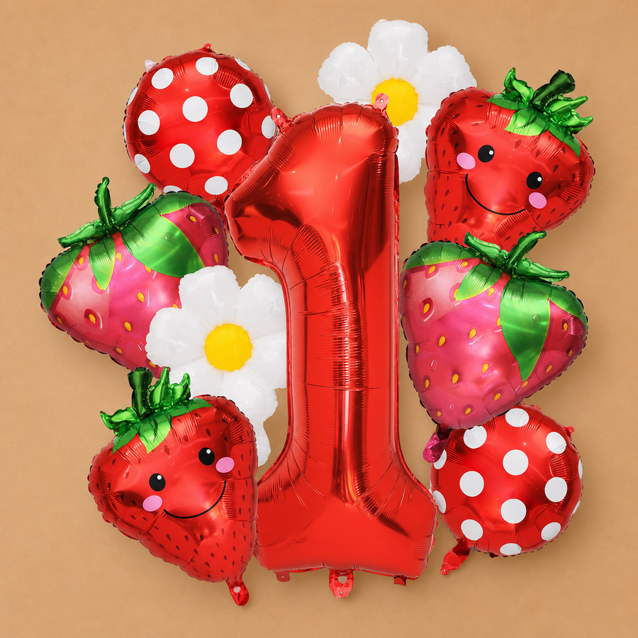 Strawberry First Birthday Balloon Set 9pc