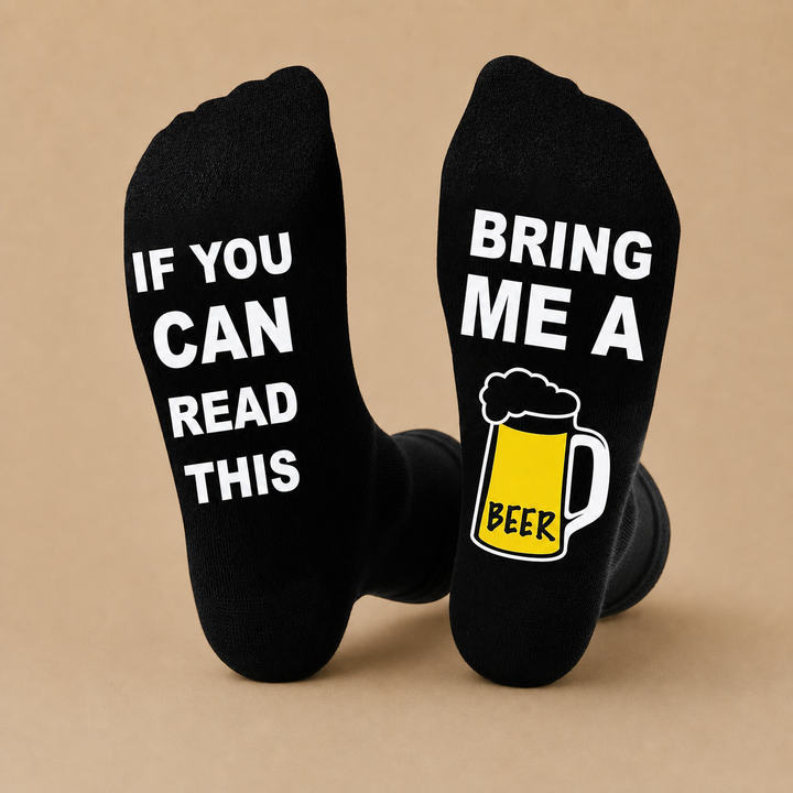"IF YOU CAN READ THIS, BRING ME A BEER" Funny Socks