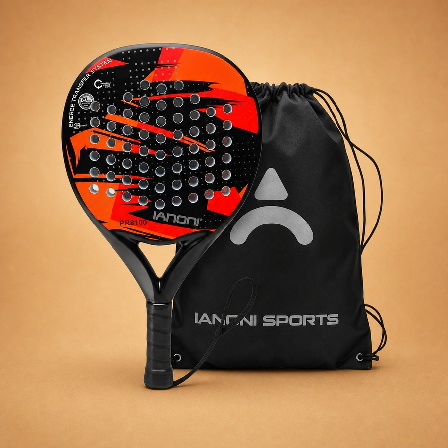Ianoni PR8100 Carbon Fibre Padel Racket - Red & Black